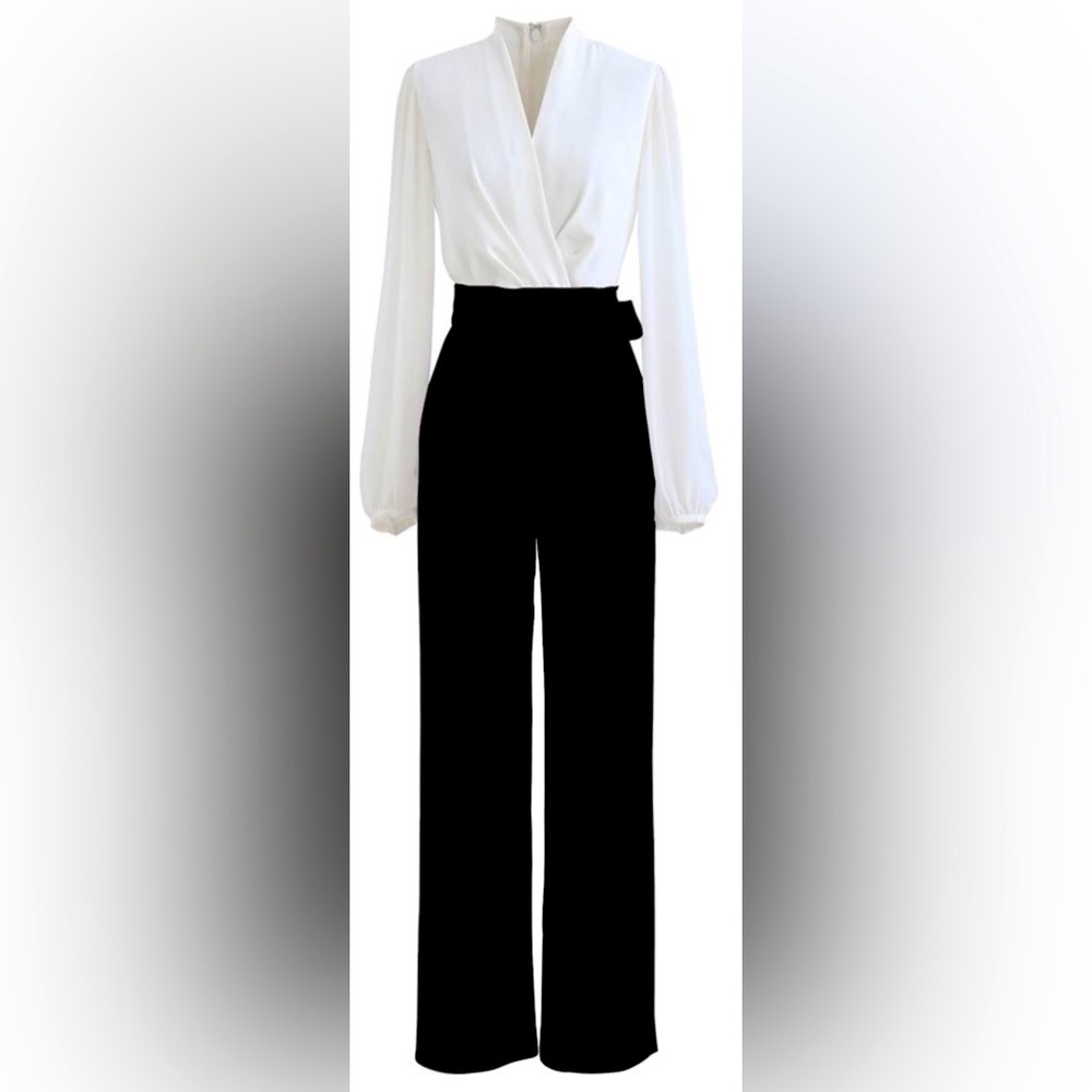 Chicwish Surplice Belted Jumpsuit NWOT